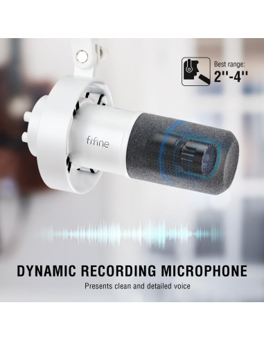 Micrófono Dinámico USB FIFINE K688W + Auriculares Gaming H9W