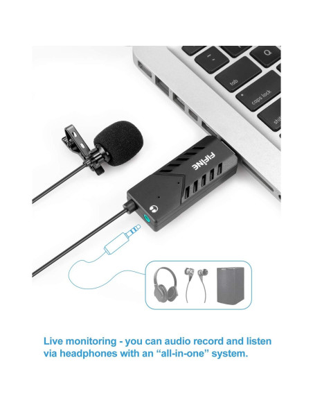 Micrófono Lavalier USB Fifine K053 Cardioide 2m para PC y Mac Micrófono Lavalier USB Fifine K053 Cardioide 2m para PC y Mac