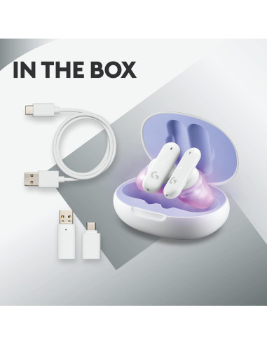 Auriculares Inalámbricos Logitech G FITS - Ajuste Personalizado, Bluetooth, PC, PS5, Switch - Blanco