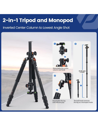 Trípode Fotopro X-go HR Pro+ 158.74 cm Aluminio 360