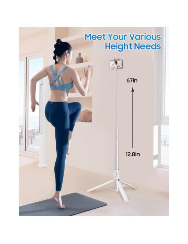 Trípode para Selfie ACKIMA DP09 Blanco Ajustable 32.5-170.2 cm