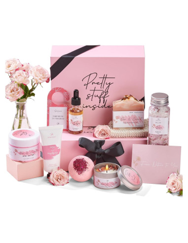 Cesta de Regalo Spa Rosa Peacoeye - Kit de Cuidado Personal