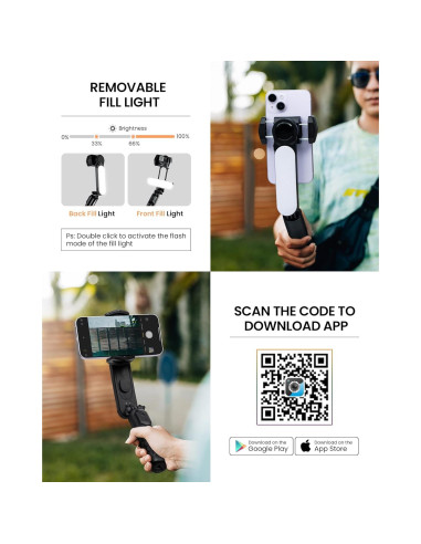 Estabilizador Gimbal ESSAGER con Luz de Relleno y Trípode