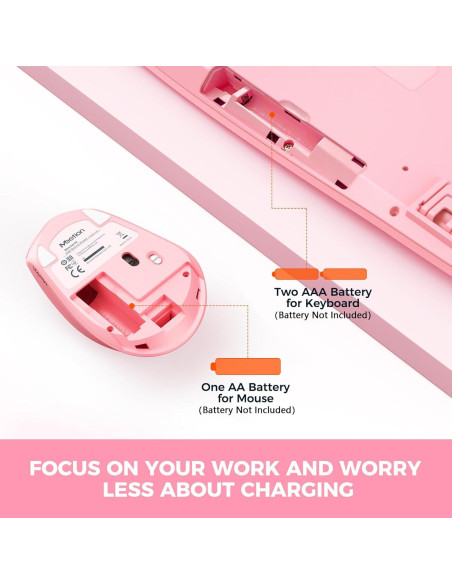 Teclado y Ratón Inalámbricos MEETION Ergonomico Rosa Teclado y Ratón Inalámbricos MEETION Ergonomico Rosa