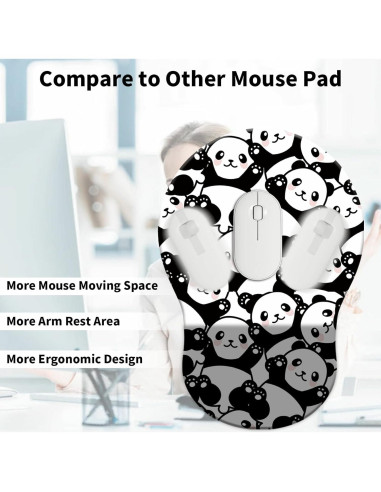 Alfombrilla de Ratón Ergonómica BEOTIWAD con Soporte de Gel Panda