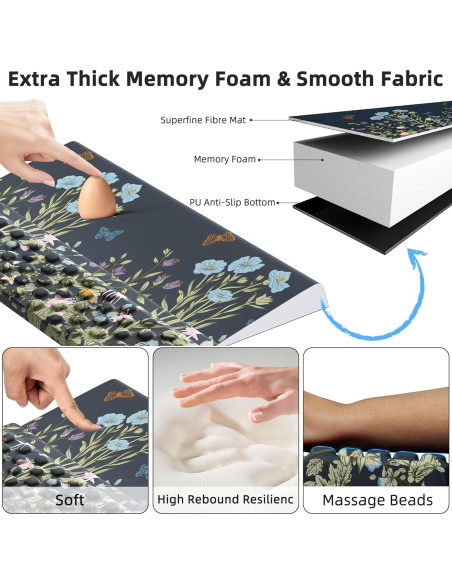 Almohadilla ergonómica Ospelelf con mousepad floral extra grande Almohadilla ergonómica Ospelelf con mousepad floral extra grande