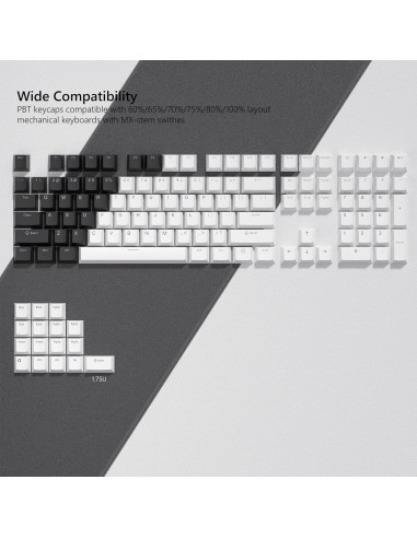 Juego de Teclas Womier PBT Cherry 124 Teclas RGB Negro Blanco