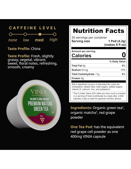 VINIA Matcha + Té Verde K-Cup 30 Cápsulas Orgánicas VINIA Matcha + Té Verde K-Cup 30 Cápsulas Orgánicas