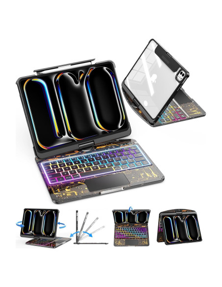 Funda Teclado Inalámbrico TSQQST Transparente iPad Pro 11" 2024 Funda Teclado Inalámbrico TSQQST Transparente iPad Pro 11" 2024