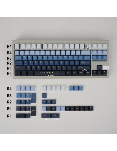Juego de Teclas PBT Mintcaps 130 Teclas Luna Perfil Cherry Juego de Teclas PBT Mintcaps 130 Teclas Luna Perfil Cherry