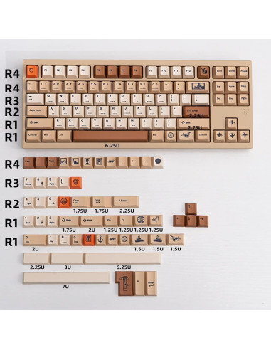 Juego de Teclas PBT 143 Mintcaps Perfil Cherry Beige
