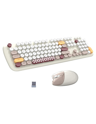 Combo Teclado y Ratón Inalámbrico MOFII Retro Blanco