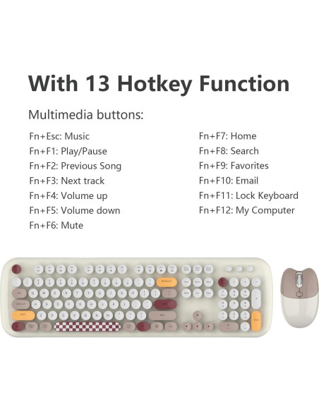 Combo Teclado y Ratón Inalámbrico MOFII Retro Blanco Combo Teclado y Ratón Inalámbrico MOFII Retro Blanco