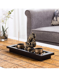 Mini Jardín Zen MyGift con Estatua de Ganesh y Portavelas 2