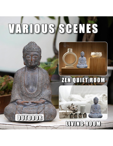 Estatua de Buda Tolatr 22 cm Resina Decoración Zen Jardín
