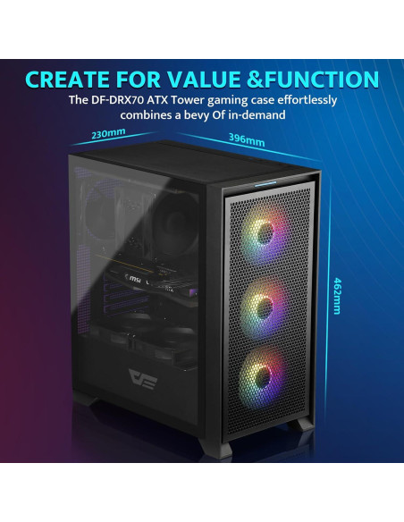 Caja de PC ATX darkFlash DRX70 con Ventiladores RGB 3x120mm Caja de PC ATX darkFlash DRX70 con Ventiladores RGB 3x120mm