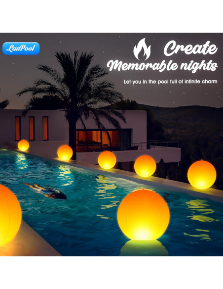 Luces Flotantes LED Solar LanPool 14" IP68 2 Piezas Luces Flotantes LED Solar LanPool 14" IP68 2 Piezas