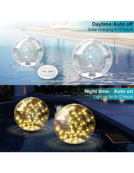 Luces Flotantes Solares LED Sunlisky 36.83cm 2 Pcs Cálido Luces Flotantes Solares LED Sunlisky 36.83cm 2 Pcs Cálido
