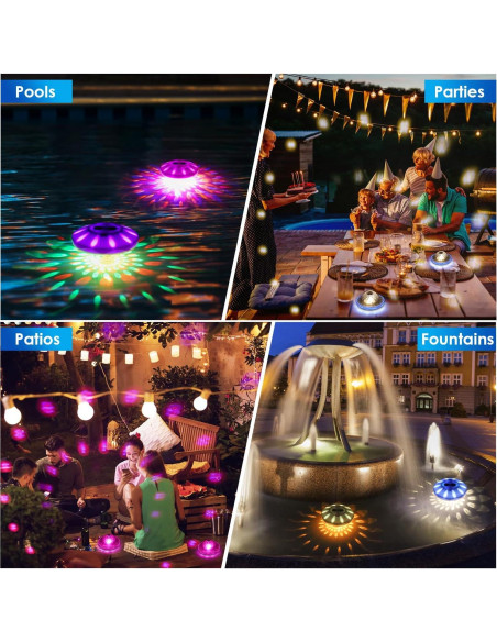 Luces de Piscina Flotantes QOLNBY IP68 Recargables 6 Modos Luces de Piscina Flotantes QOLNBY IP68 Recargables 6 Modos