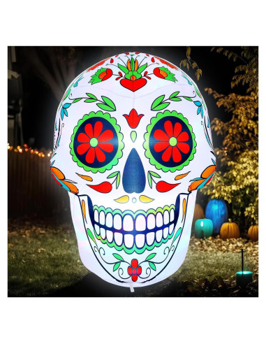 Calavera Inflable de Halloween Honoson 1.22m con Luces LED Verde