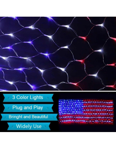 Luces LED de Bandera Americana 420 luces 1.98x1.00m ZHEJIANG