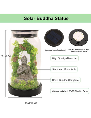Estatua de Buda Solar Stadeco 24.99 cm con 15 LEDs para Jardín