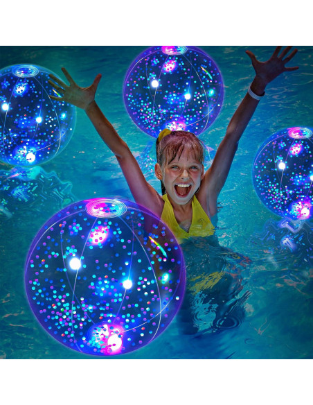 Pelotas de Playa Inflables LED HyDren 30.48 cm 4 Piezas Azul Claro Pelotas de Playa Inflables LED HyDren 30.48 cm 4 Piezas Azul Claro
