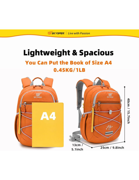 Mochila Escolar SKYSPER 12L para Niños 4-8 Años Naranja Mochila Escolar SKYSPER 12L para Niños 4-8 Años Naranja