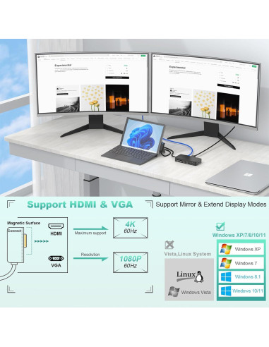 Microsoft Surface Dock 11 en 1 HDMI 4K VGA para Surface Pro