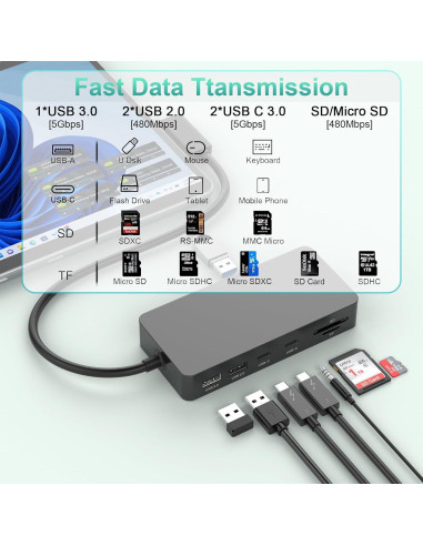 Microsoft Surface Dock 11 en 1 HDMI 4K VGA para Surface Pro