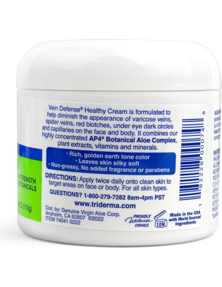 Crema Vein Defense TriDerma 113.4 g - Alivio Venas Araña Crema Vein Defense TriDerma 113.4 g - Alivio Venas Araña