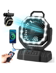 Ventilador de Camping Portátil Odoland 20000mAh con Linterna LED