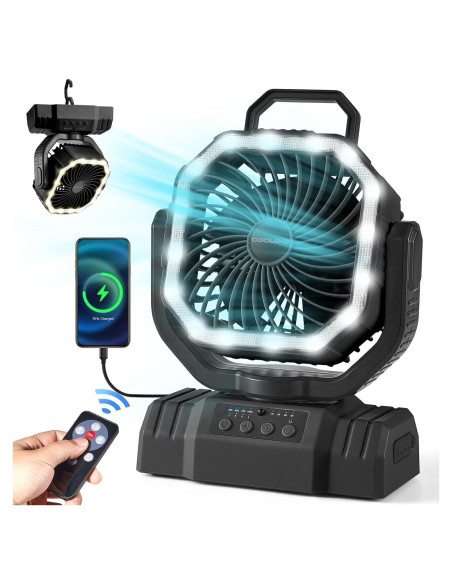 Ventilador de Camping Portátil Odoland 20000mAh con Linterna LED Ventilador de Camping Portátil Odoland 20000mAh con Linterna LED