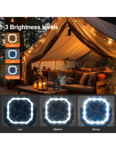 Ventilador de Camping Portátil Odoland 20000mAh con Linterna LED Ventilador de Camping Portátil Odoland 20000mAh con Linterna LED