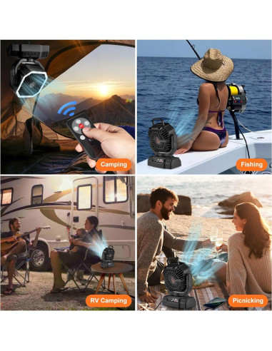Ventilador de Camping Portátil Odoland 20000mAh con Linterna LED