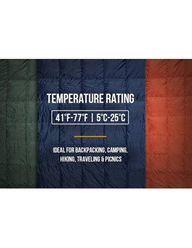 Manta de Camping OneTigris Plumas 1.95m x 1.34m Verde OD