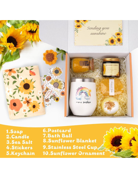 Cesta de Regalo Girasol MUFEIRUO con Manta y Taza Térmica Cesta de Regalo Girasol MUFEIRUO con Manta y Taza Térmica