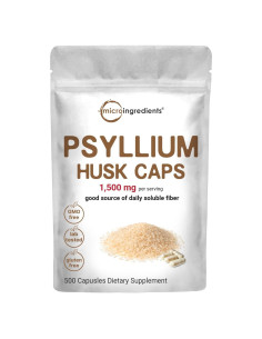 Cápsulas de Cáscara de Psyllium Micro Ingredients 1500mg 500 Unidades