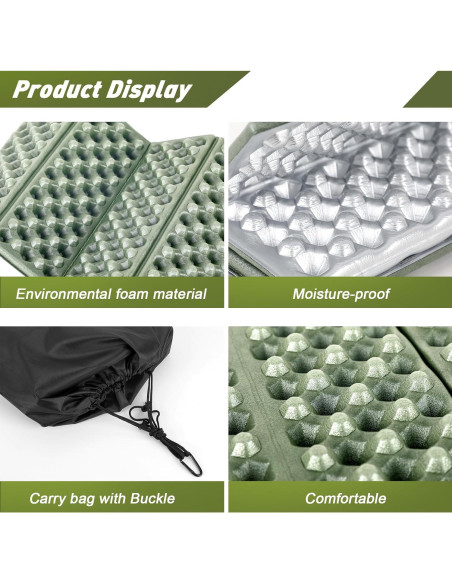 Cojín de Asiento Portátil ZAIXIA 2pack Verde Militar Cojín de Asiento Portátil ZAIXIA 2pack Verde Militar