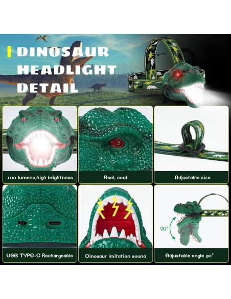 Linterna Frontal Dysaim Dinosaurio T-Rex Recargable 100 Lúmenes Linterna Frontal Dysaim Dinosaurio T-Rex Recargable 100 Lúmenes