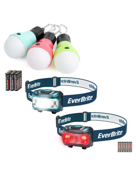 EverBrite 3 Luces de Camping + 5 Linternas Frontales Ajustables EverBrite 3 Luces de Camping + 5 Linternas Frontales Ajustables