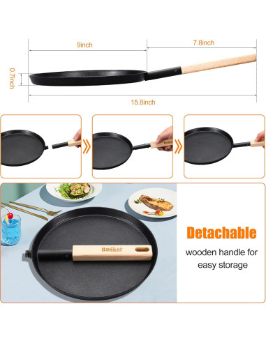 Sartén Plancha Bodkar 20cm Ligera Mango Madera Camping