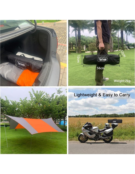 Toldo de Camping Top Lander 410x410cm Impermeable Naranja/Gris Toldo de Camping Top Lander 410x410cm Impermeable Naranja/Gris