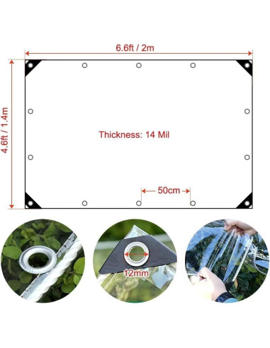Lona Impermeable Transparente LCYFBE 1.4x2m con Ojetes