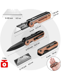 Cuchillo Plegable 2-en-1 WORKPRO con 10 Cuchillas SK5 2