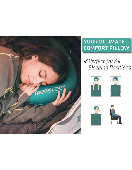 Almohada Inflable TREKOLOGY ALUFT 2.0 para Camping - Compacta y Ergonómica Almohada Inflable TREKOLOGY ALUFT 2.0 para Camping - Compacta y Ergonómica