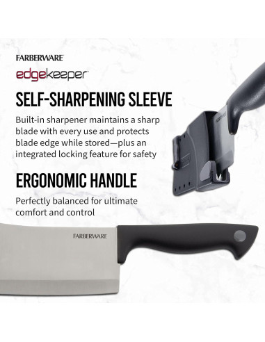 Cuchillo de Hacha 15 cm Farberware Edgekeeper con Funda Afilante