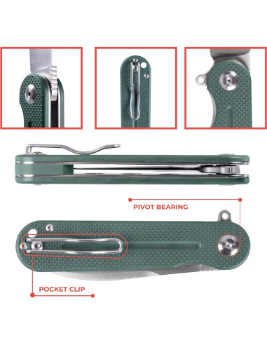 Cuchillo Plegable Firebird FH922-GB Acero D2 Mango G10 Verde