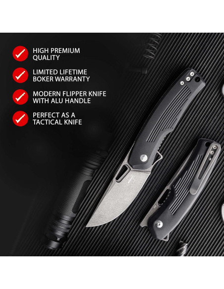 Cuchillo BKER PLUS Nahal Plegable Táctico Negro D2 198mm Cuchillo BKER PLUS Nahal Plegable Táctico Negro D2 198mm