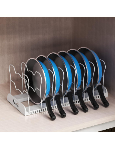 Organizador de Sartenes Ajustable Simple Houseware, 10 Compartimentos, Blanco